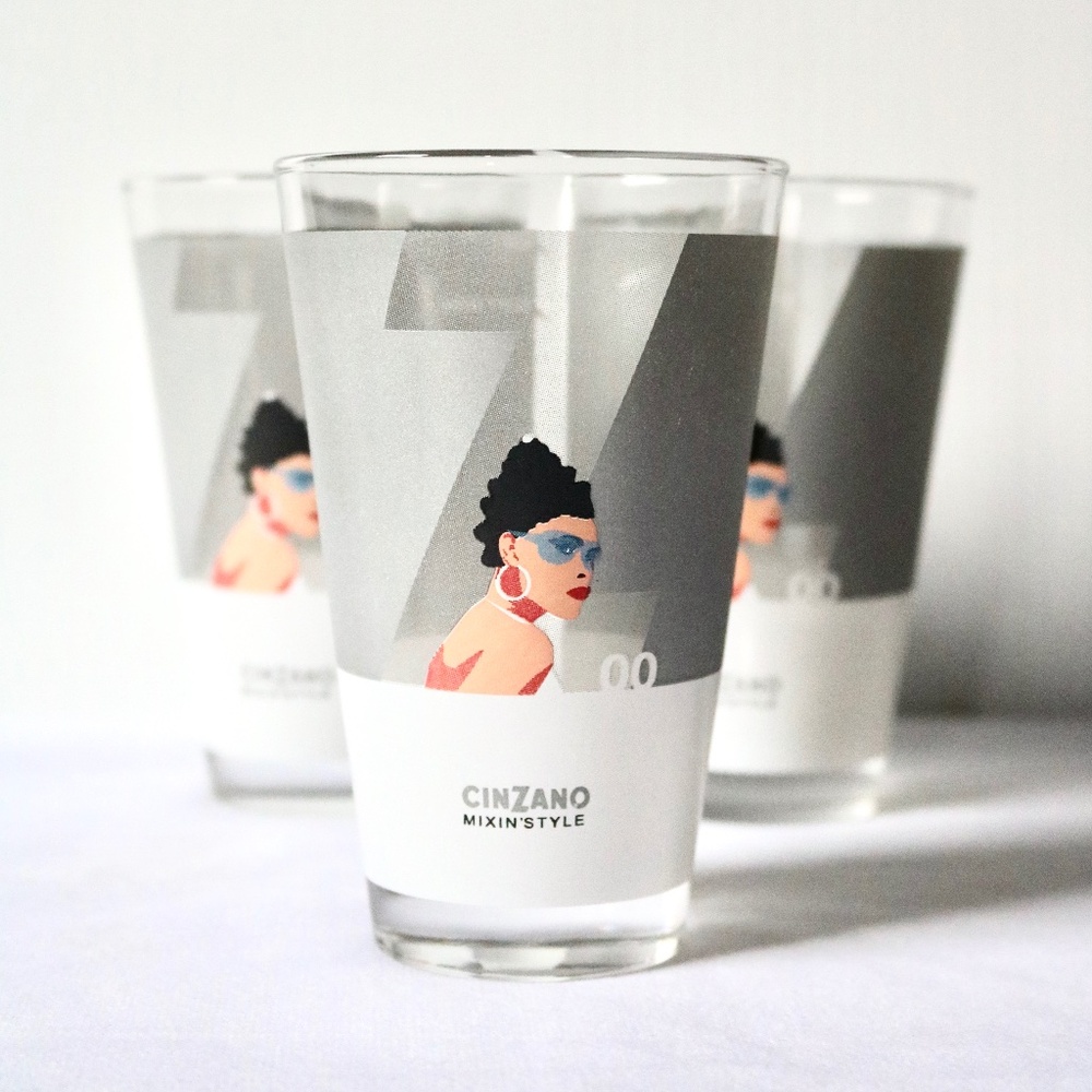Vintage Set of 3 Cinzano Cocktail Glasses 1980s Made in Italy Drinkware
